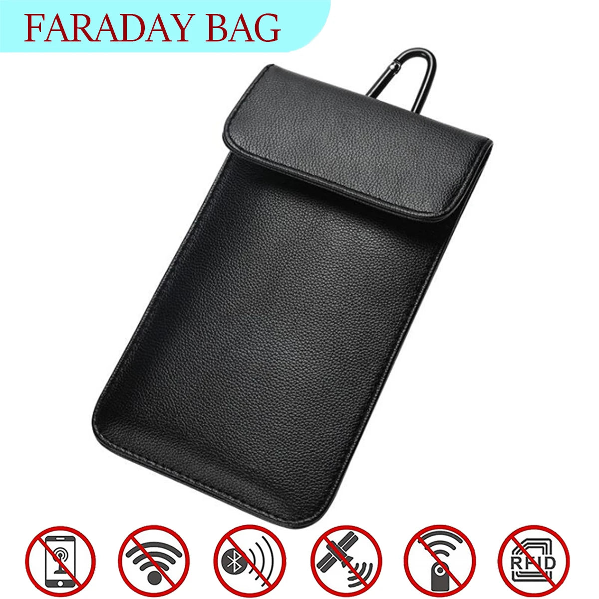 Premium Leather Faraday Phone Pouch With Copper-Fibre Lining | Signal Privacy Case