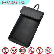 Premium Leather Faraday Phone Pouch With Copper-Fibre Lining | Signal Privacy Case