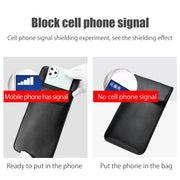 Premium Leather Faraday Phone Pouch With Copper-Fibre Lining | Signal Privacy Case
