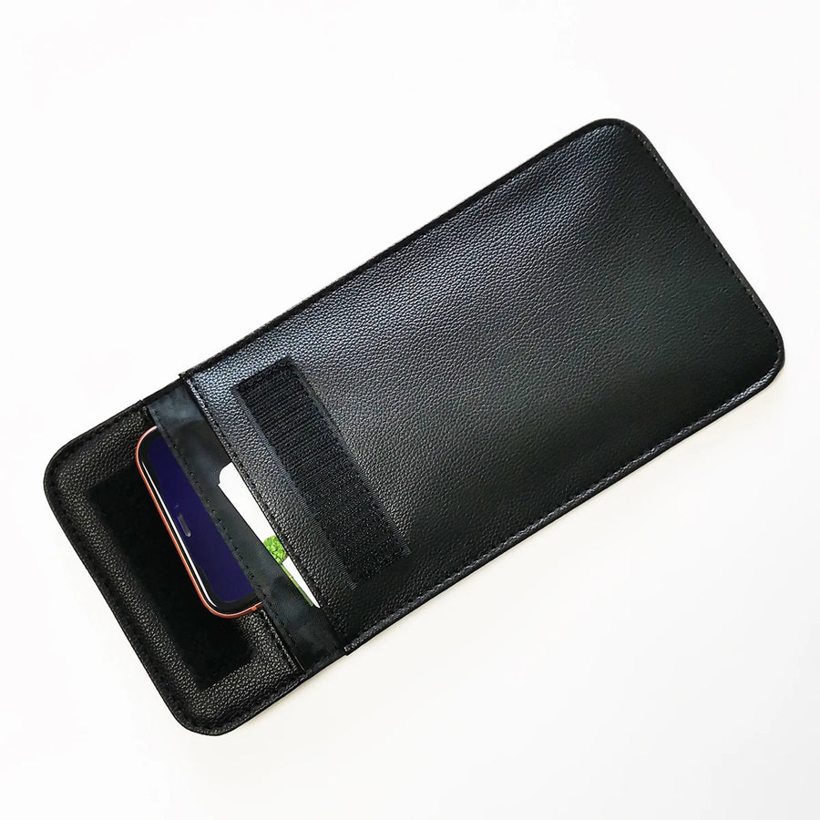 Premium Leather Faraday Phone Pouch With Copper-Fibre Lining | Signal Privacy Case